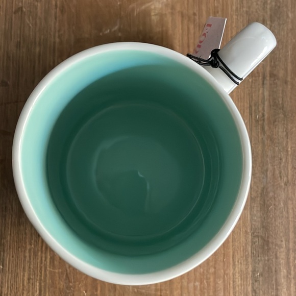 Seeds and Sunshine Flowers & Ladybugs Mug 18 Oz Soft Teal Bottom And Interior - Picture 5 of 6